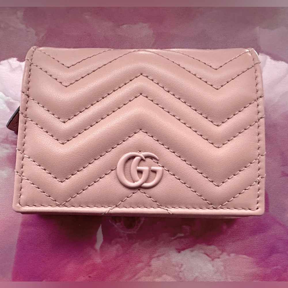 Rare Limited Edition Gucci GG Marmont card Case Wallet (Like-New; Pink)